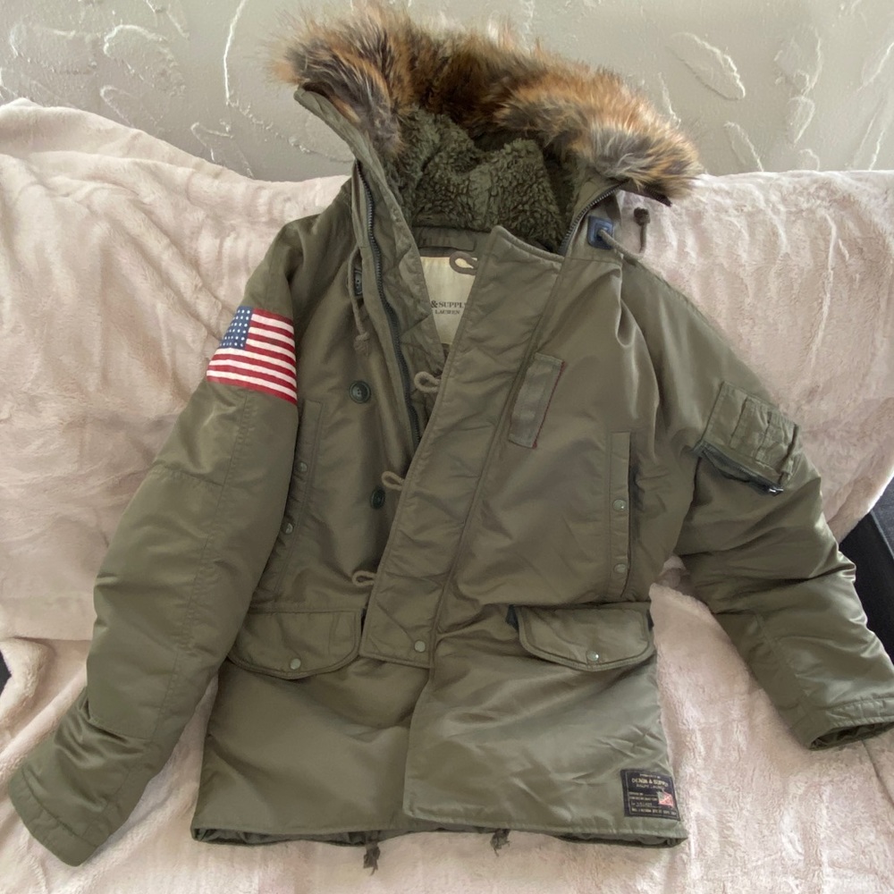 Denim & Supply Ralph Lauren Men's Military Down Parka Snorkel Jacket. MSRP $498